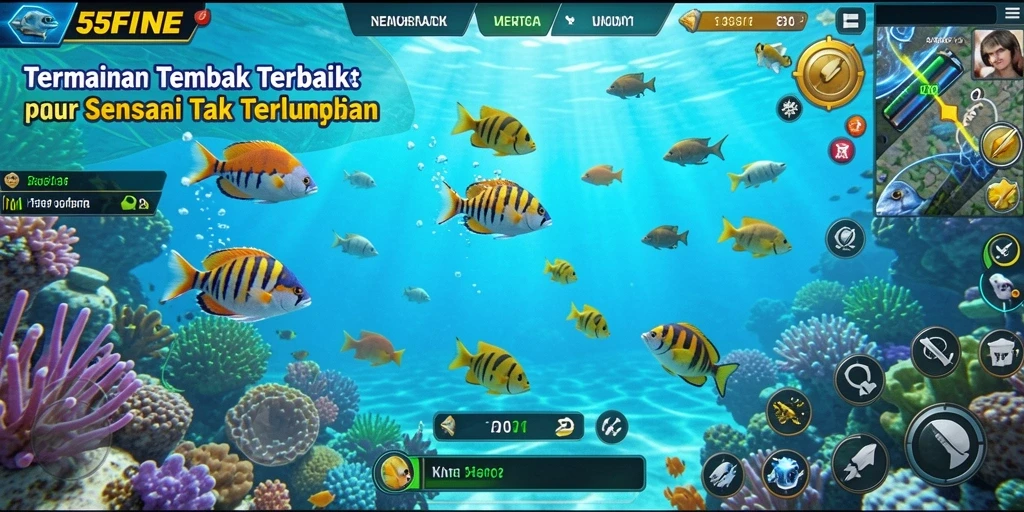 Tampilan permainan Tembak Ikan yang menarik dan menantang di 55FIVE.