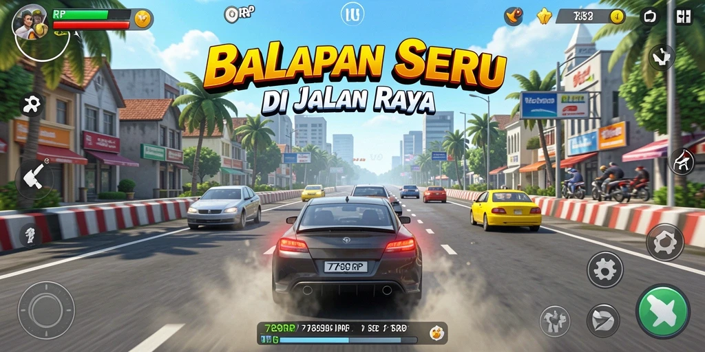 Gameplay seru balapan dengan kendaraan yang bertenaga.