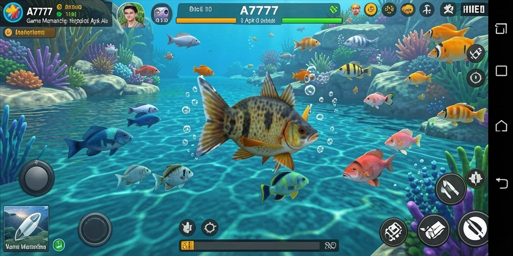 Tampilan gameplay A7777 yang menampilkan aksi memancing seru dan grafis menawan.