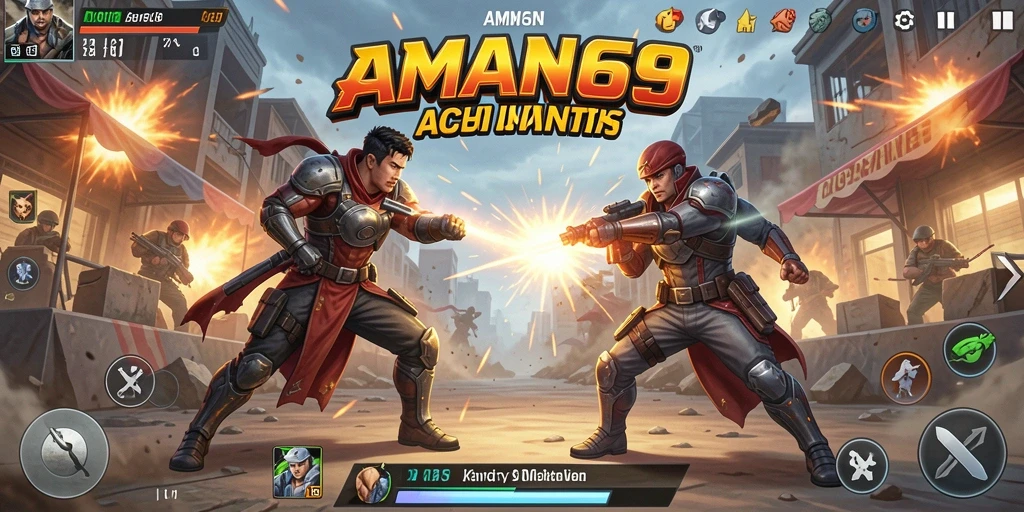 Screenshot dari gameplay <strong>AMAN69</strong> yang menunjukkan aksi pertarungan yang mendebarkan.