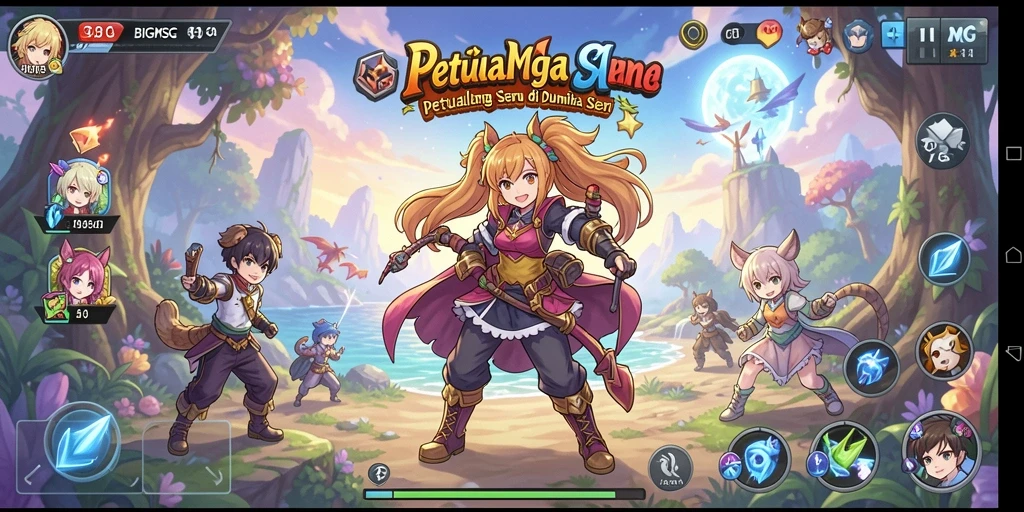 Screenshot menunjukkan pertarungan mendebarkan dalam game Anime.