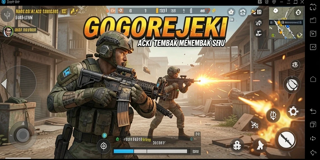 Tangkapan layar GOGOREJEKI menampilkan aksi seru permainan TPS.