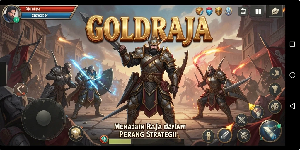Tampilan menarik dari gameplay GOLDRAJA yang menonjolkan strategi SLG.