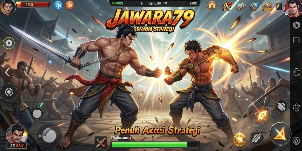 Screenshot gameplay JAWARA79 menampilkan pertarungan yang intens.