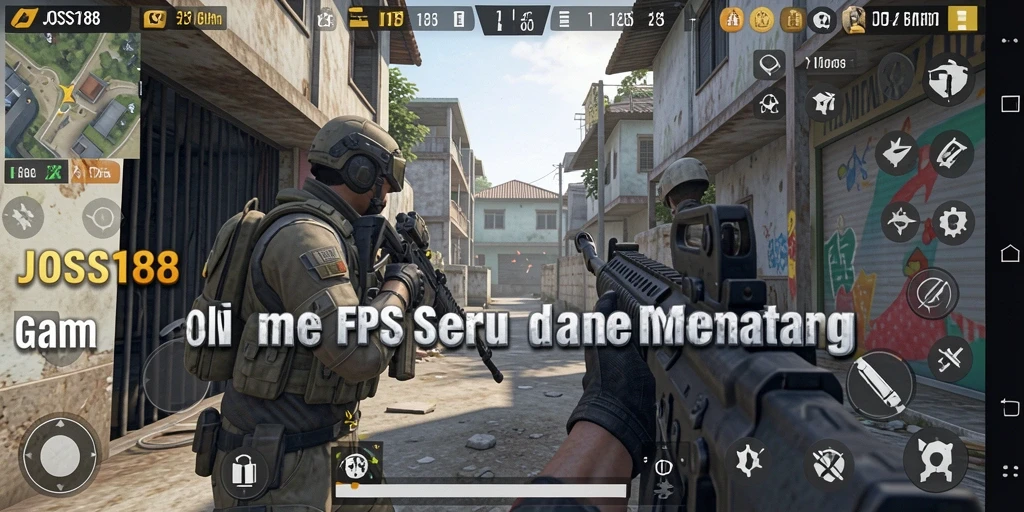 Screenshot menunjukkan aksi seru dalam gameplay FPS JOSS188.