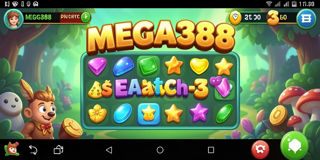 Tampilkan gameplay Match-3 yang menarik dan penuh warna.