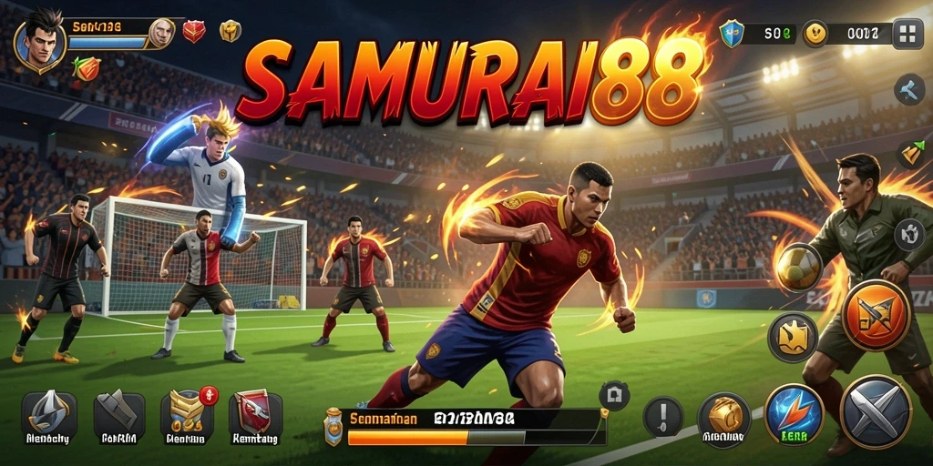 Tangkapan layar gameplay <strong>SAMURAI88</strong> dengan aksi seru di arena olahraga.