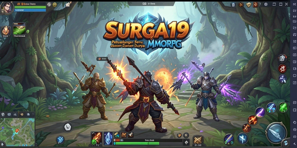 Tangkapan layar utama SURGA19 menampilkan aksi seru gameplay MMORPG.