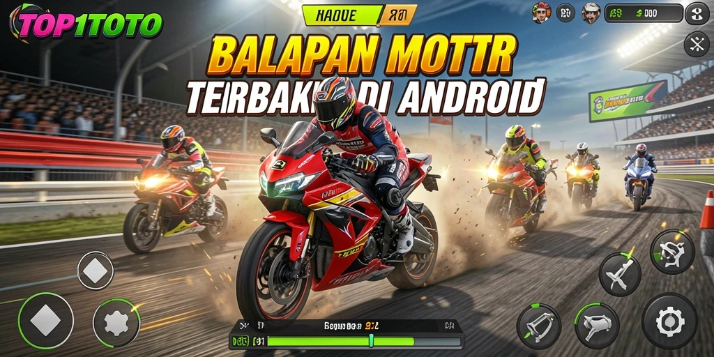 Tampilan gameplay seru di TOP1TOTO dengan balapan motor yang mendebarkan.